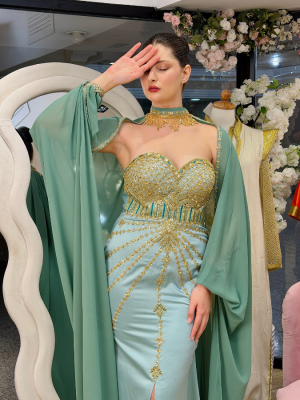 Caftan Tasnim vert d'eau